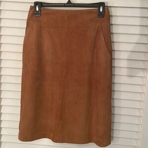 💎Host Pick💎 Bottega Veneta Cognac Buttery Soft Suede MIDI Skirt Vintage